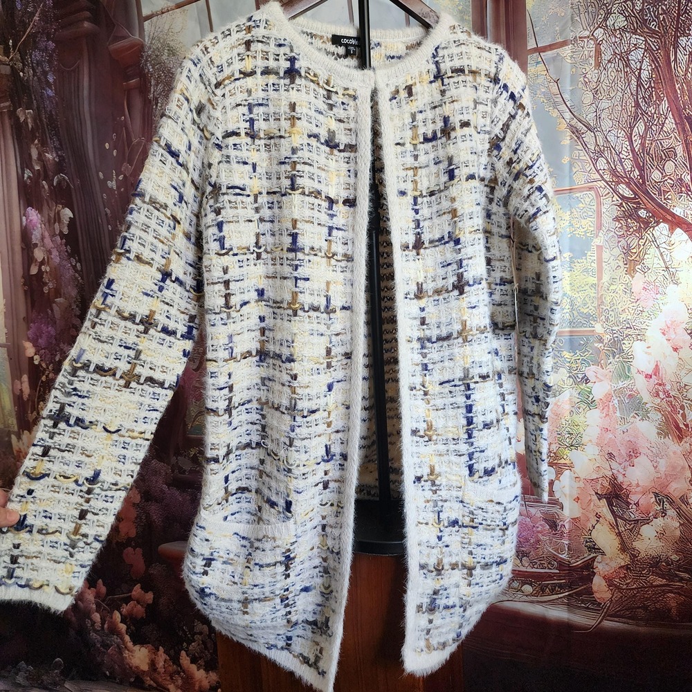 S | Soft Tweed Style Long Cardigan - Cocobleu - Women's Small - New With Tags